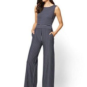 NY&Co black and white striped jumpsuit - Size Med